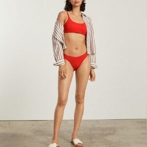 Everlane Swim Bottom Red Bikini The Thigh High Cut Nyle Bathing Suit